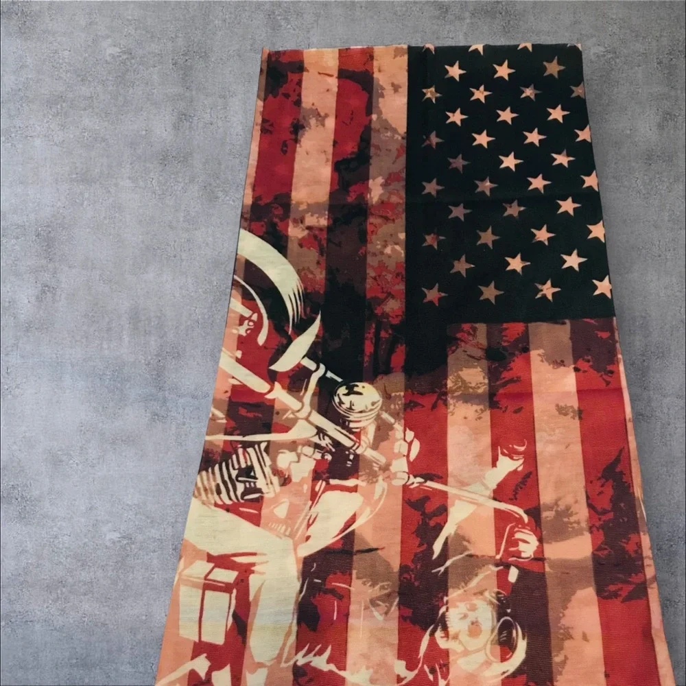 Biker Stars & Stripe 16 n 1 Neck Gaiter Face Covers Dust Mask Biker Rag